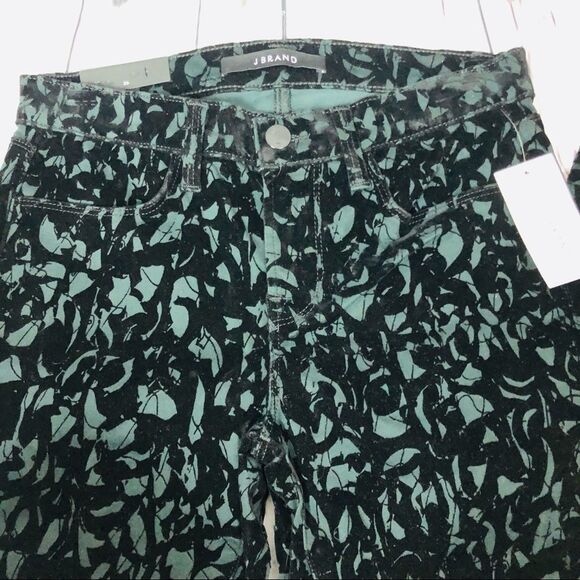 J Brand Olive Brocade Velvet Mid Rise Super Skinny Jeans 25 26 - Picture 5 of 9